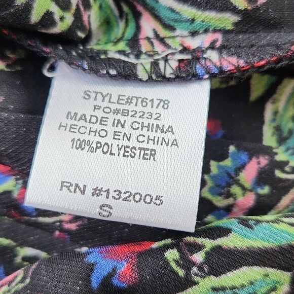 ENTRO -611 by Anthropologie floral pleated blouse crisscross back SMALL Style #T - Picture 7 of 8